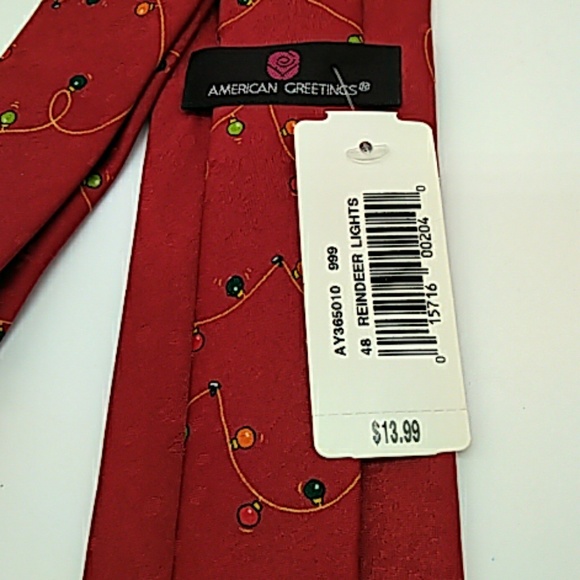 American Greetings mens tie Reindeer Lights NEW - Picture 4 of 4